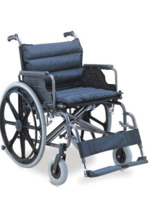 Wheelchair Steel/Nylon Extra wide upto 125kg detach arm & footrest